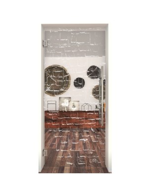 Pendeltür Steinwand Gelasert Auf Klarglas