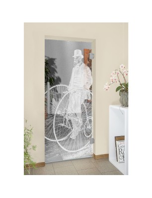 Pendeltür Vintage Bike Gelasert Auf Klarglas