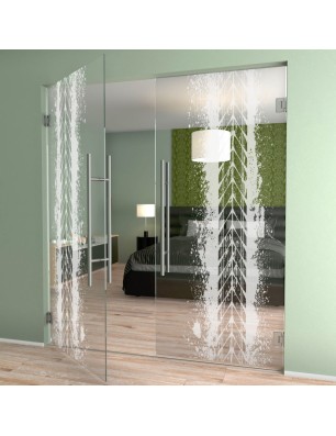 Pendeltür Abdruck Gelasert Auf Klarglas