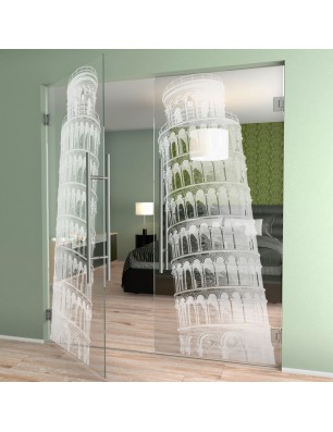 Pendeltür Pisa Gelasert Auf Klarglas