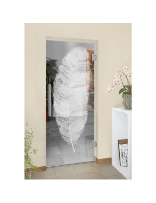 Pendeltür Feder Gelasert Auf Klarglas