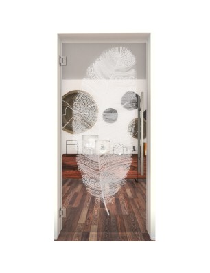 Pendeltür Feder Gelasert Auf Klarglas