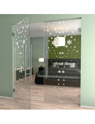 Pendeltür Sterne Gelasert Auf Klarglas