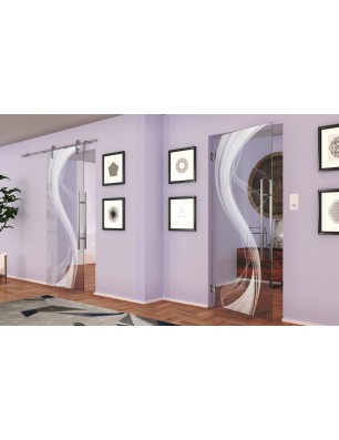 Pendeltür Abstrakt 2 Gelasert Auf Klarglas