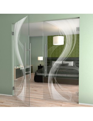 Pendeltür Abstrakt 2 Gelasert Auf Klarglas