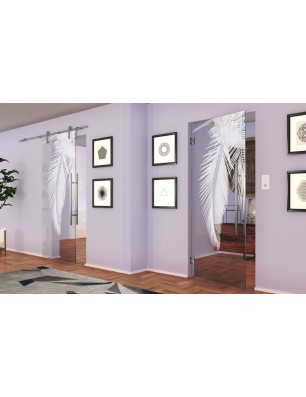 Pendeltür Blätter 2 Gelasert Auf Klarglas