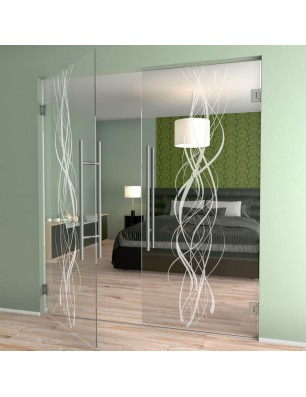 Pendeltür Abstrakt 3 Gelasert Auf Klarglas