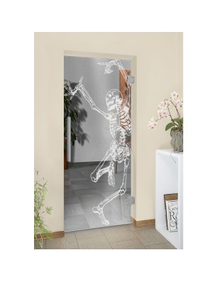 Pendeltür Skelett Gelasert Auf Klarglas