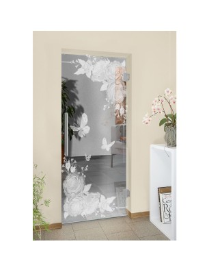 Pendeltür Blume 5 Gelasert Auf Klarglas