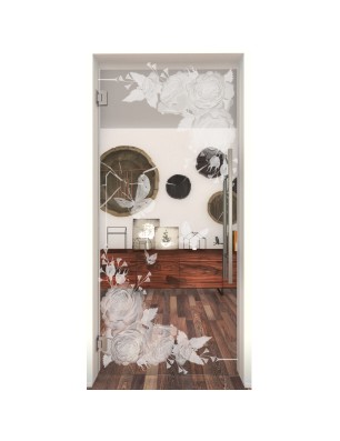 Pendeltür Blume 5 Gelasert Auf Klarglas