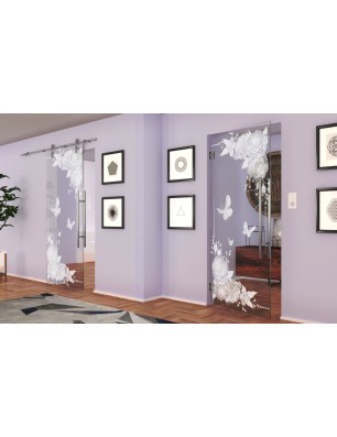 Pendeltür Blume 5 Gelasert Auf Klarglas