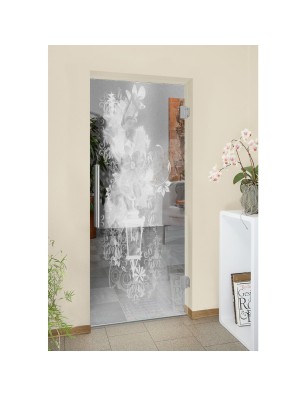 Pendeltür Blume 6 Gelasert Auf Klarglas