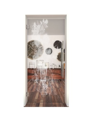 Pendeltür Blume 6 Gelasert Auf Klarglas