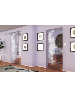 Pendeltür Blume 6 Gelasert Auf Klarglas