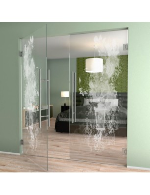 Pendeltür Blume 6 Gelasert Auf Klarglas