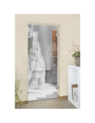 Pendeltür Landscape Gelasert Auf Klarglas