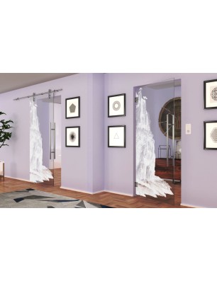 Pendeltür Landscape Gelasert Auf Klarglas