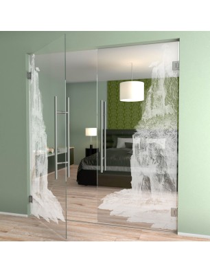 Pendeltür Landscape Gelasert Auf Klarglas