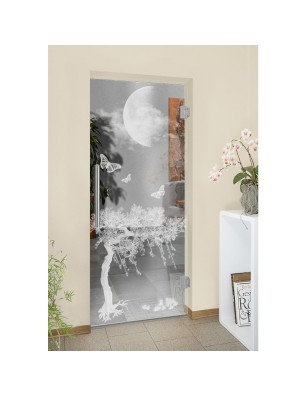 Pendeltür Night Gelasert Auf Klarglas