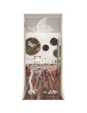 Pendeltür Night Gelasert Auf Klarglas