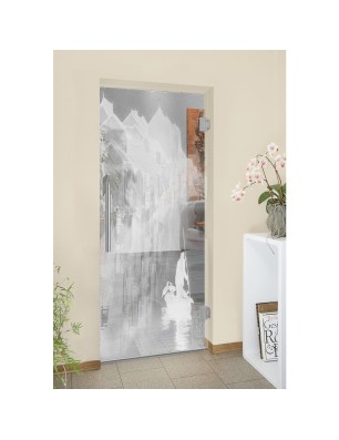 Pendeltür Gondel Gelasert Auf Klarglas