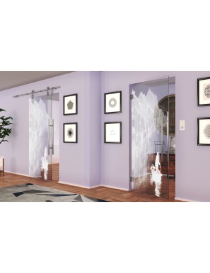 Pendeltür Gondel Gelasert Auf Klarglas