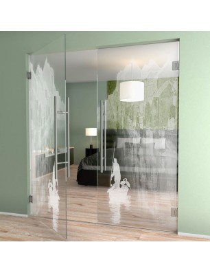 Pendeltür Gondel Gelasert Auf Klarglas