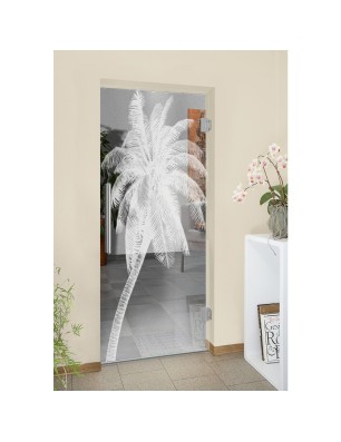 Pendeltür Palme Gelasert Auf Klarglas