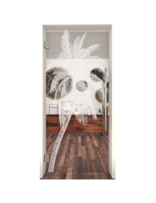 Pendeltür Palme Gelasert Auf Klarglas