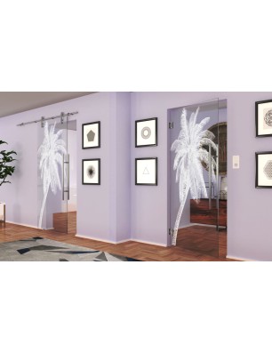 Pendeltür Palme Gelasert Auf Klarglas