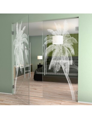 Pendeltür Palme Gelasert Auf Klarglas