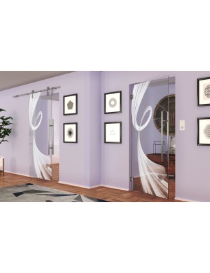 Pendeltür Abstrakt 5 Gelasert Auf Klarglas