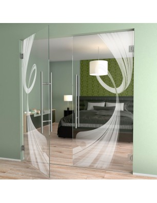 Pendeltür Abstrakt 5 Gelasert Auf Klarglas