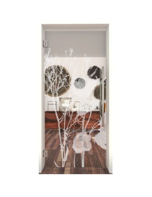 Pendeltür Blume 7 Gelasert Auf Klarglas