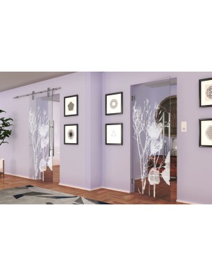 Pendeltür Blume 7 Gelasert Auf Klarglas