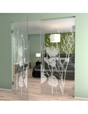 Pendeltür Blume 7 Gelasert Auf Klarglas