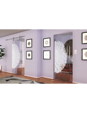 Pendeltür Blume 8 Gelasert Auf Klarglas