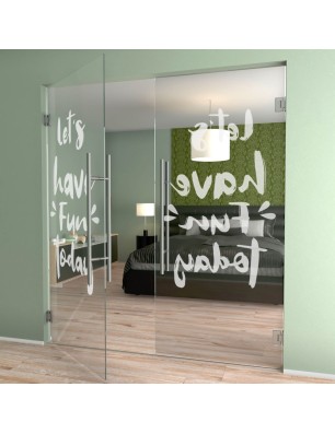 Pendeltür Lets have fun Gelasert Auf Klarglas