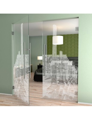 Pendeltür Athen Gelasert Auf Klarglas