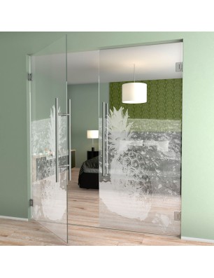 Pendeltür Ananas Gelasert Auf Klarglas