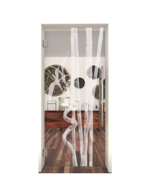 Pendeltür Bambus Gelasert Auf Klarglas