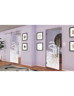 Pendeltür Ernte Gelasert Auf Klarglas