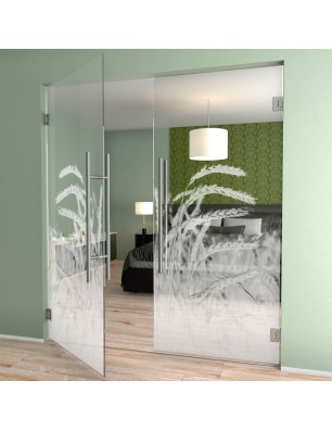 Pendeltür Ernte Gelasert Auf Klarglas