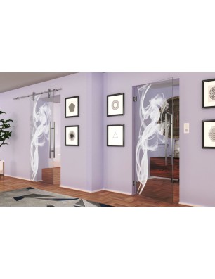 Pendeltür Rauch Gelasert Auf Klarglas