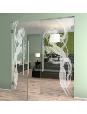 Pendeltür Rauch Gelasert Auf Klarglas