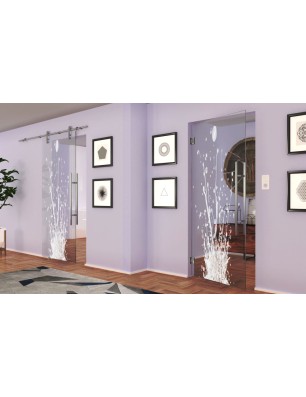 Pendeltür Splash Gelasert Auf Klarglas