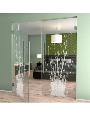 Pendeltür Splash Gelasert Auf Klarglas