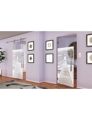 Pendeltür Steg Gelasert Auf Klarglas