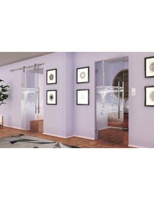 Pendeltür Wasser 2 Gelasert Auf Klarglas