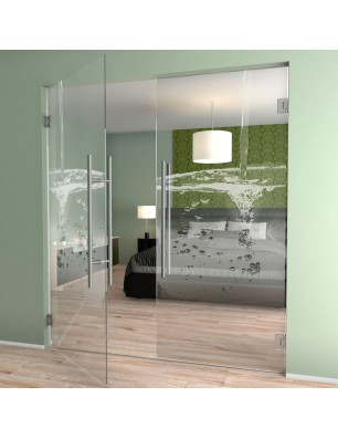 Pendeltür Wasser 2 Gelasert Auf Klarglas